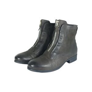 Miz Mooz Women's Story EU40 US9,5 Ash Leather Front Zip Ankle Booties Boots